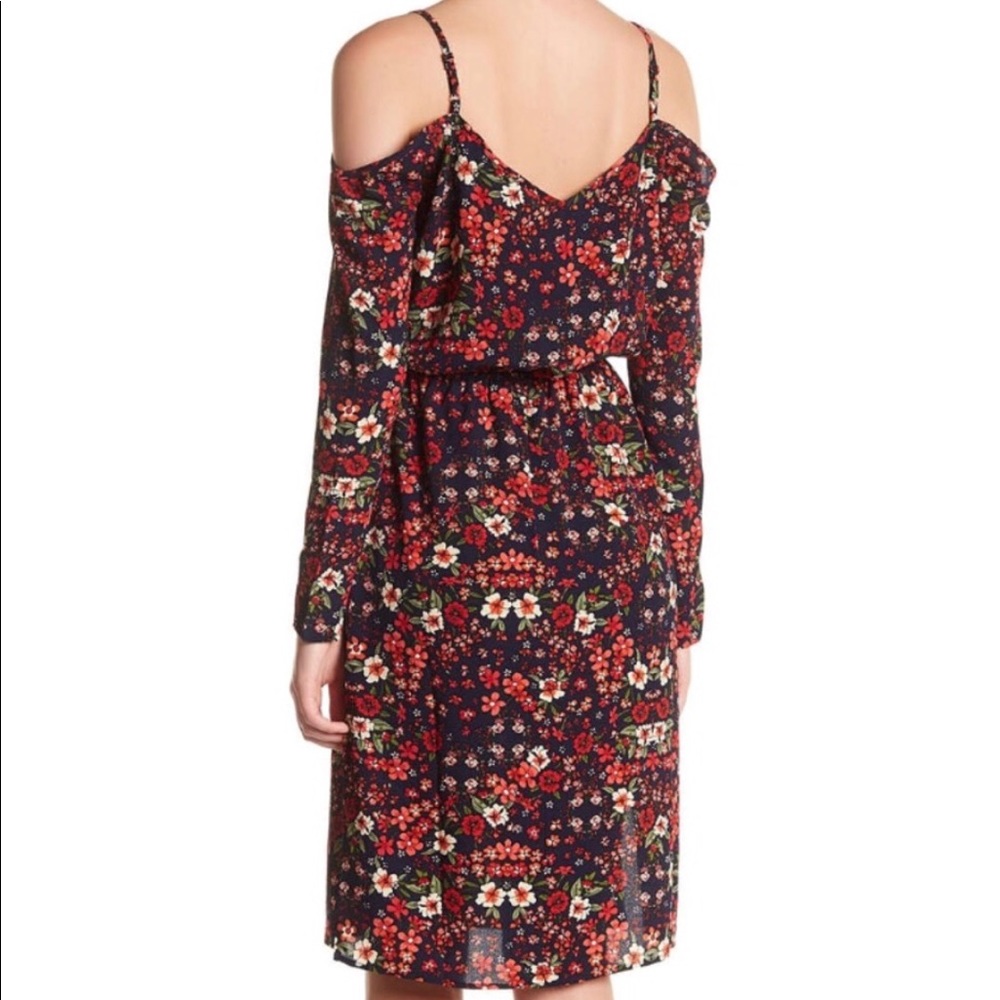 Mimi Chica Cold Shoulder Floral Print Dress, Small - Picture 2 of 4